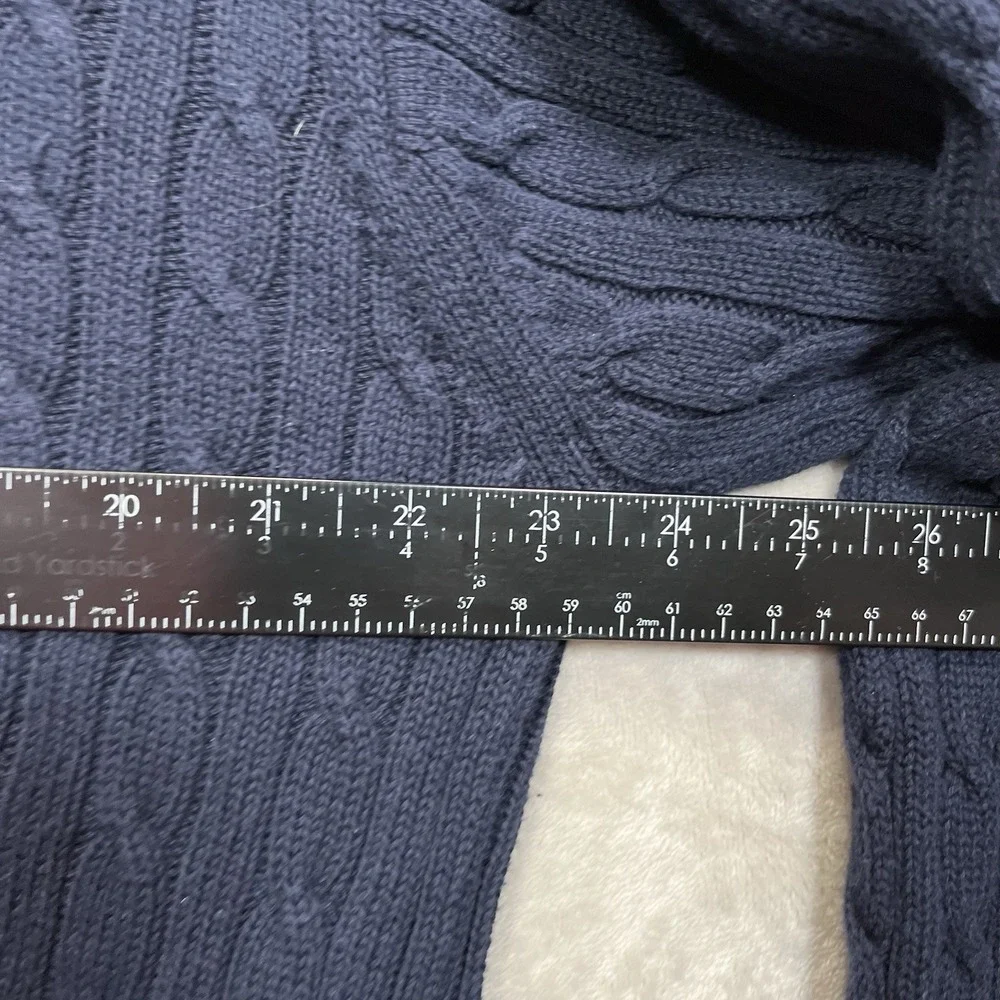 Vintage J.CREW Oarsman Sweater Mens M Blue Cable Knit V Neck Cricket Cotton